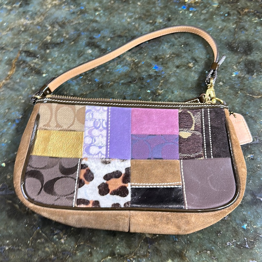 Coach Leather Suede Patchwork Pouchette
